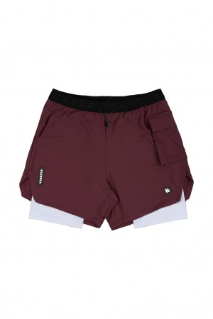 YoungLA 121 Performance Line Compression Erkek Şort Bordo | 359-QXGHMZ