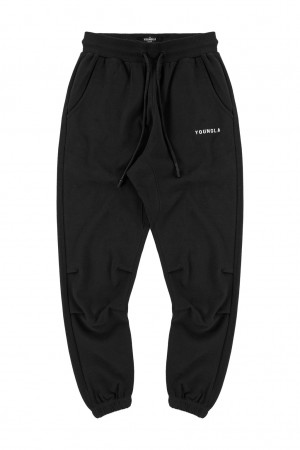 YoungLA 210 Kick-Back Erkek Jogger Pantolon Siyah | 187-ZALPVQ