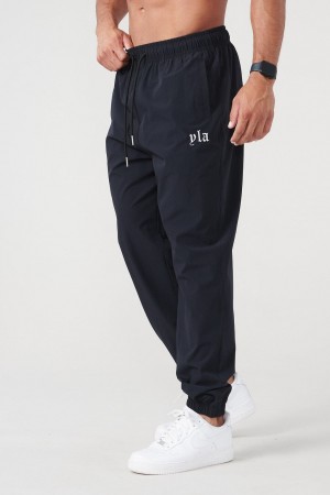 YoungLA 214 Effortless Naylon Erkek Jogger Pantolon Siyah | 847-ERHSIZ