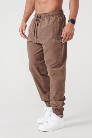 YoungLA 214 Effortless Naylon Erkek Jogger Pantolon Çikolata | 958-RBPNEH