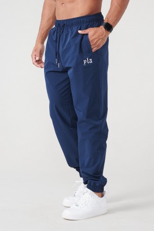 YoungLA 214 Effortless Naylon Erkek Jogger Pantolon Lacivert | 579-VDIFHJ