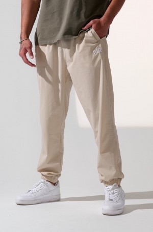 YoungLA 214 Effortless Naylon Erkek Jogger Pantolon Krema | 184-HXFZCA