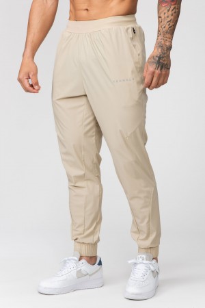 YoungLA 237 Naylon Antrenman Erkek Jogger Pantolon Bej Rengi | 529-MSJKGP