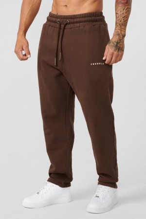 YoungLA 261 Old School No Cuff Erkek Jogger Pantolon Kahverengi | 347-VDAJOW