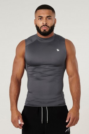 YoungLA 315 - Stealth Compression Cut-Offs Erkek Atlet Koyu Gri | 320-EJAITB