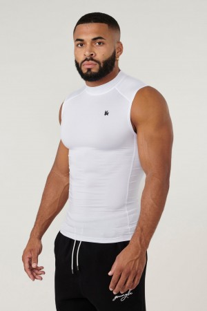 YoungLA 315 - Stealth Compression Cut-Offs Erkek Atlet Beyaz | 268-BVMTWJ