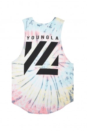 YoungLA 321 Tie Dye Bloc Cut Off Erkek Atlet Renkli | 543-VWNXDE