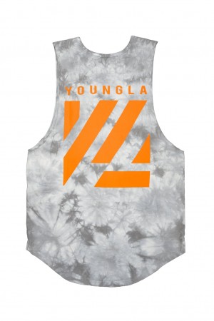 YoungLA 321 Tie Dye Bloc Cut Off Erkek Atlet Gri | 459-WHRICP