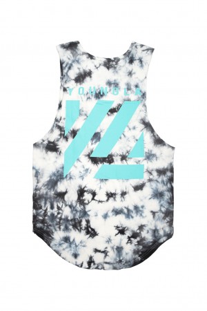 YoungLA 321 Tie Dye Bloc Cut Off Erkek Atlet Gri | 213-LNJYGQ