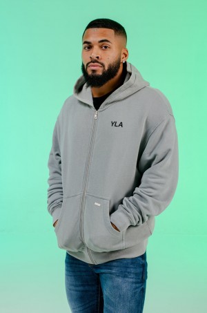 YoungLA 515 Monarch Zip-up Erkek Kapşonlu Gri | 415-SCOUDK