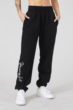 YoungLA W202 Script 2.0 Kadın Jogger Pantolon Siyah | 140-NIPYBE