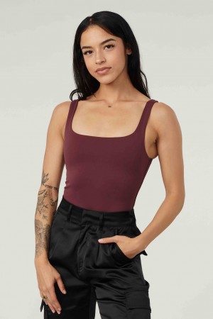 YoungLA W307 - Snatched Bodysuit Kadın Üstler Bordo | 610-ROINGL