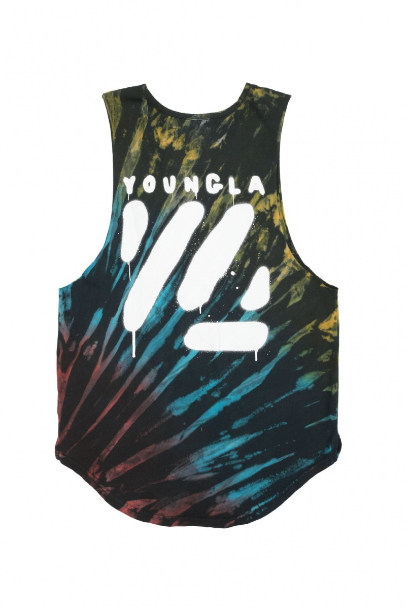 YoungLA 321 Tie Dye Bloc Cut Off Erkek Atlet Renkli | 159-BNXKJF