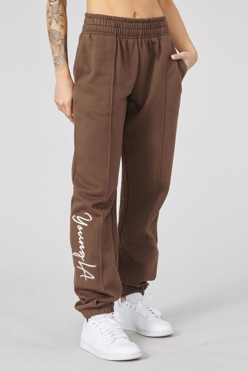 YoungLA W202 Script 2.0 Kadın Jogger Pantolon Kahverengi | 684-PCDYQH