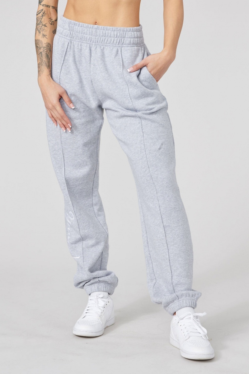 YoungLA W202 Script 2.0 Kadın Jogger Pantolon Gri | 376-QIXGHM