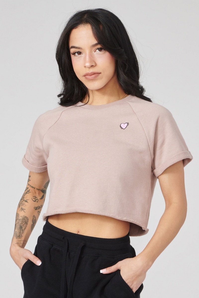 YoungLA W411 Raglan Cropped Kadın Üstler Pembe | 043-QKTVSG